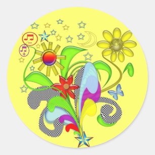 Flowers and Swirls T-shirts and Gifts Classic Round Sticker