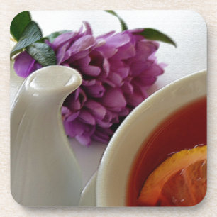 flowers and tea drink coaster