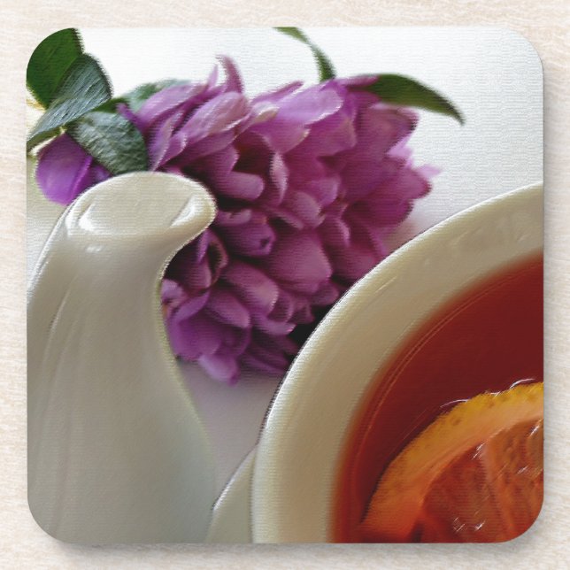 flowers and tea drink coaster (Front)