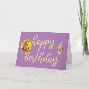 Flowers and Teacups Feminine Birthday Card