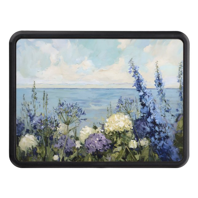 Flowers and the Sea Painting Hitch Cover (Front)