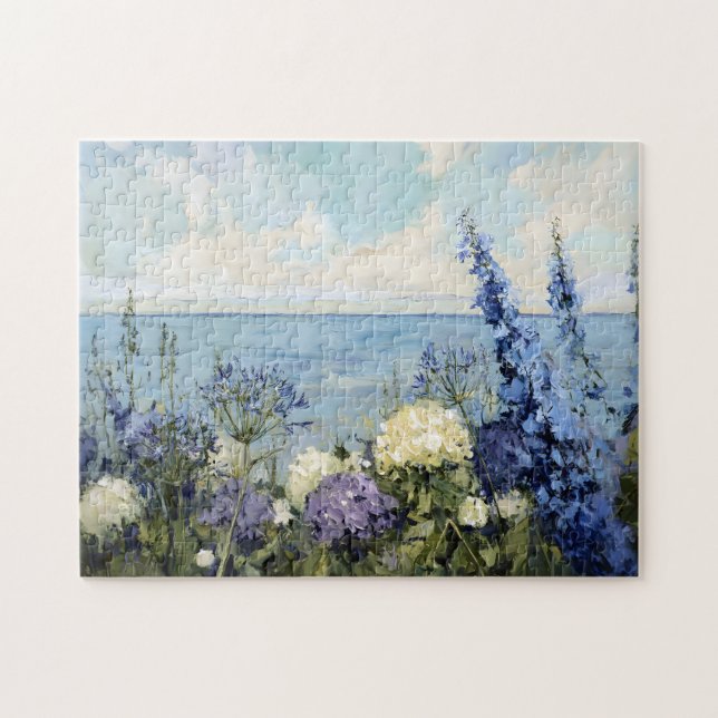 Flowers and the Sea Painting Jigsaw Puzzle (Horizontal)