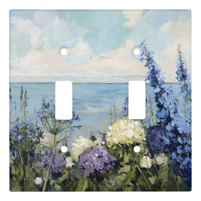 Flowers and the Sea Painting Light Switch Cover (Front)