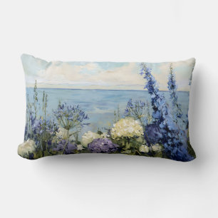 Flowers and the Sea Painting Lumbar Pillow