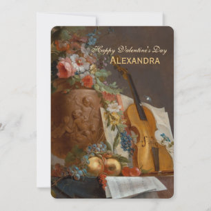 Flowers and violin CC0643 Valentine Greeting Holiday Card