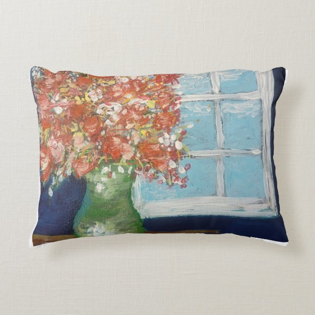 Flowers and Window Accent Pillow (Front)