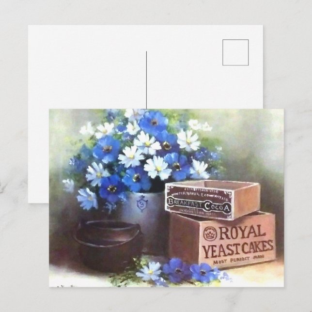 Flowers Antiques Wooden Advertising Crat  Postcard (Front/Back)