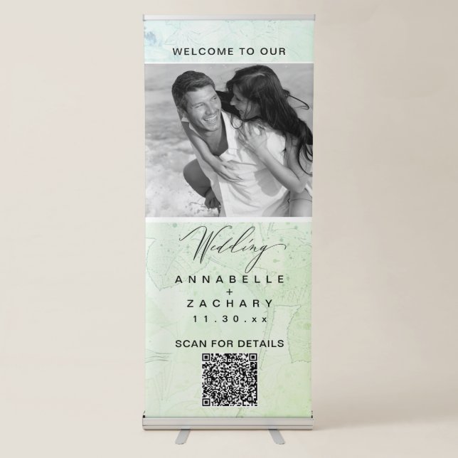 *~* Flowers AR26 Romantic Mint Wedding  Modern  Retractable Banner (Front)