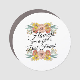 Flowers Are a Girls Best Friend - Zinnia Art Car Magnet