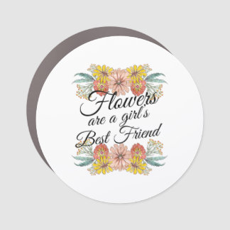 Flowers Are a Girls Best Friend - Zinnia Art Car Magnet