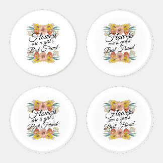 Flowers Are a Girls Best Friend - Zinnia Art Coaster Set