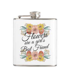 Flowers Are a Girls Best Friend - Zinnia Art Flask