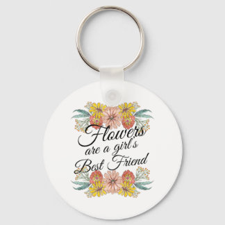 Flowers Are a Girls Best Friend - Zinnia Art Keychain