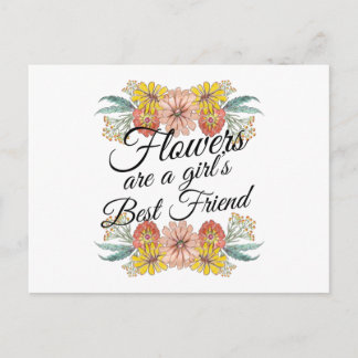 Flowers Are a Girls Best Friend - Zinnia Art Postcard