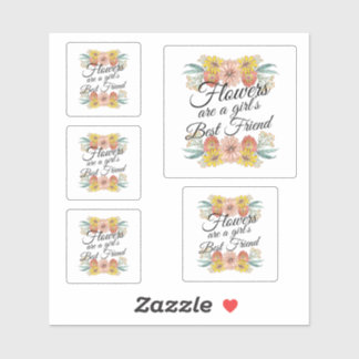 Flowers Are a Girls Best Friend - Zinnia Art Sticker