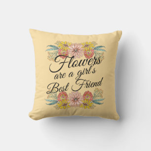 Flowers Are a Girls Best Friend - Zinnia Art Throw Pillow