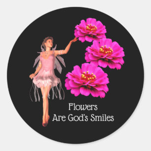 Flowers Are God's Smiles Inspirational Classic Round Sticker