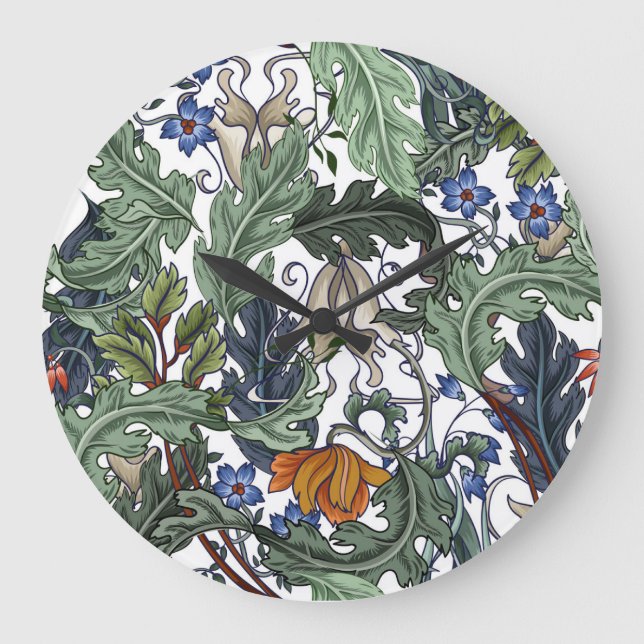 Flowers, art deco, modern, seamless. large clock (Front)