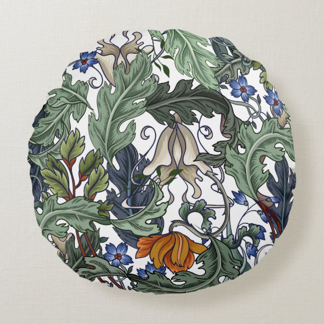 Flowers, art deco, modern, seamless. round pillow (Front)