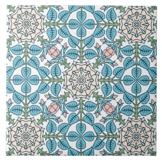 Flowers,art nouveau ,William Morris style     Ceramic Tile (Front)