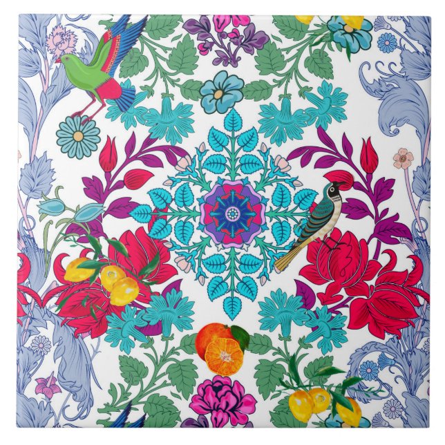 Flowers,art nouveau ,William Morris style    Ceramic Tile (Front)