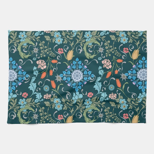 Flowers,art nouveau ,William Morris style    Kitchen Towel (Horizontal)
