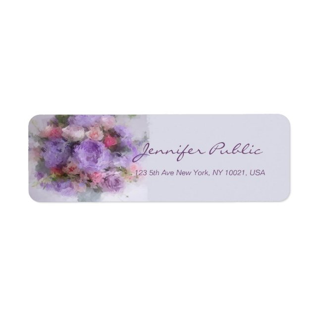 Flowers Art Painting Hand Script Elegant Template Label (Front)
