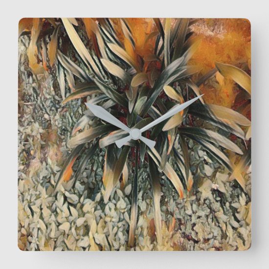 Flowers Art Square Wall Clock