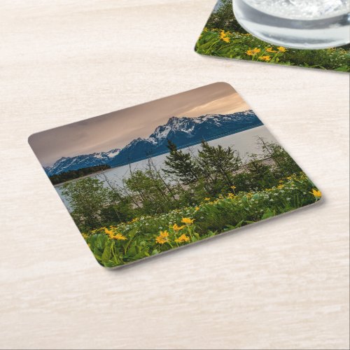 Flowers at Colter Bay Square Paper Coaster