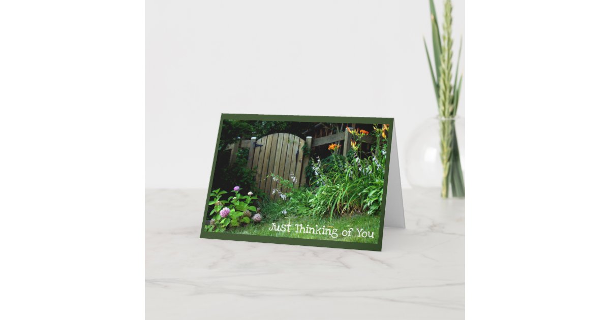 Flowers at Garden Gate - Blank Card | Zazzle