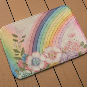 Flowers At The End Of The Rainbow Bath Mat