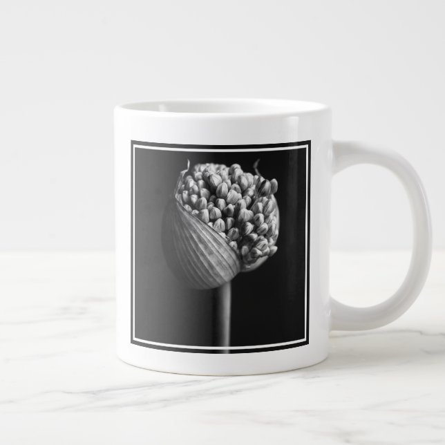 Flowers | B&W Allium Flower Bud Giant Coffee Mug (Right)