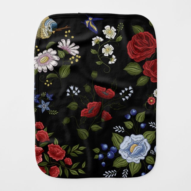 Flowers Baby Burp Cloth (Front)