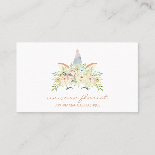 Flowers Baby Shower Boutique Unicorn Business Card