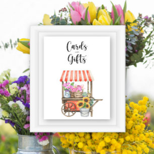 Flowers baby shower - cards and gifts poster