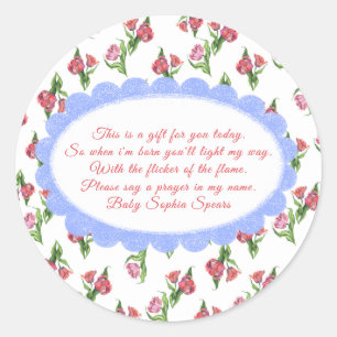 Flowers baby shower - Prayer candle label