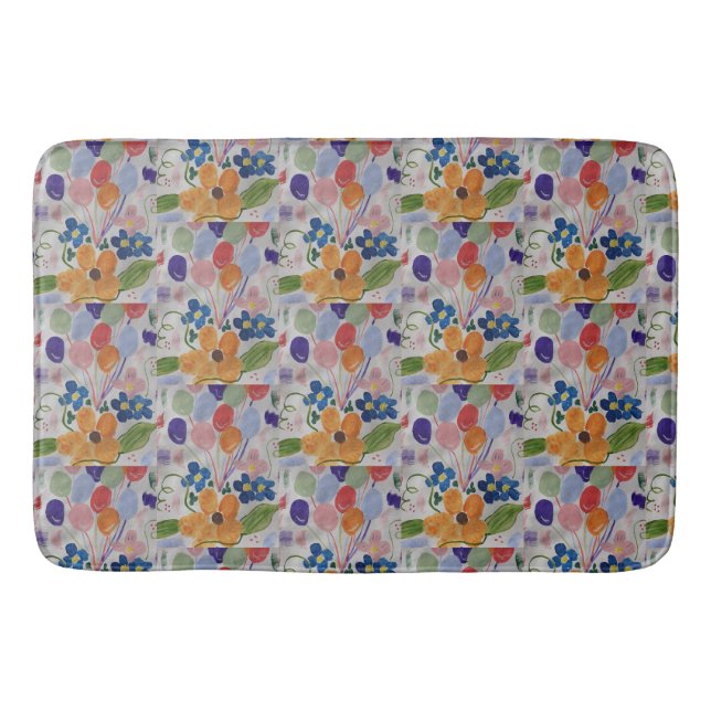Flowers & Balloons Bath Mat (Front)