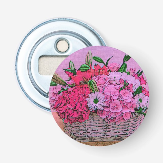 Flowers basket painting bottle opener (Front)