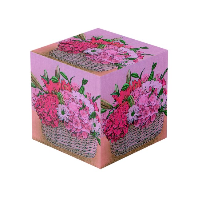 Flowers basket painting cube (Front Angled)