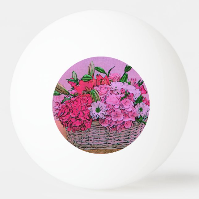 Flowers basket painting ping pong ball (Front)