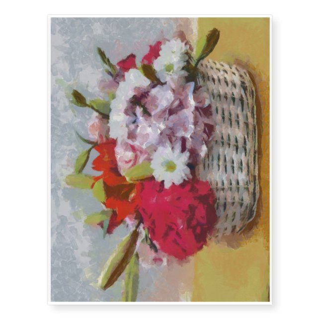 Flowers basket painting temporary tattoos (Front)