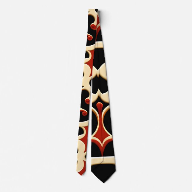 Flowers Batik Red Floral Pattern Neck Tie (Back)