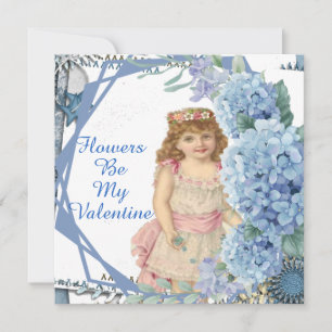 Flowers Be My Valentine Blue Flowers Dear Daughter Holiday Card