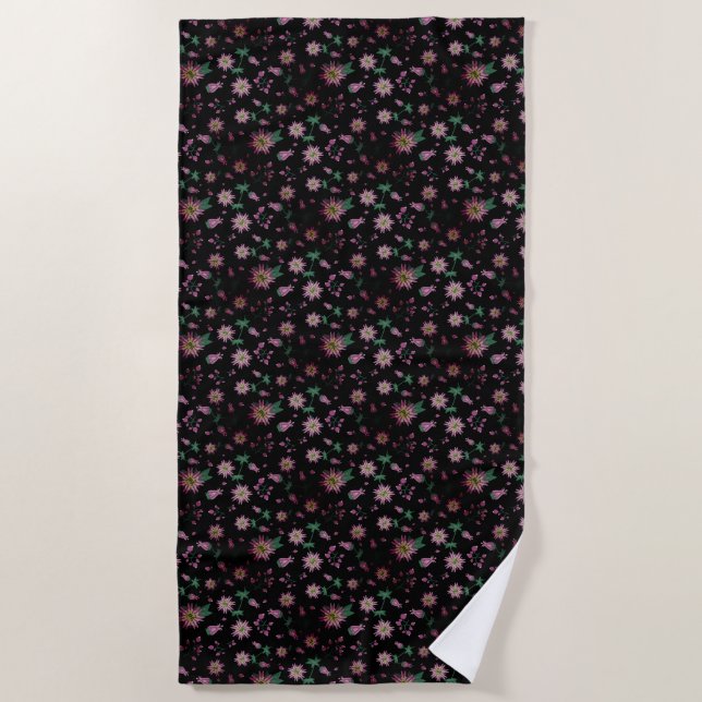 Flowers & Berries Fog Beach Towel (Front)