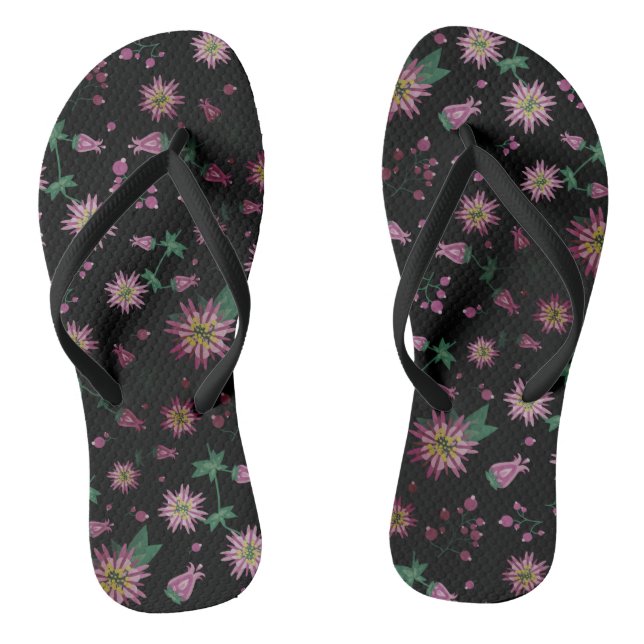 Flowers & Berries Fog Flip Flops (Footbed)