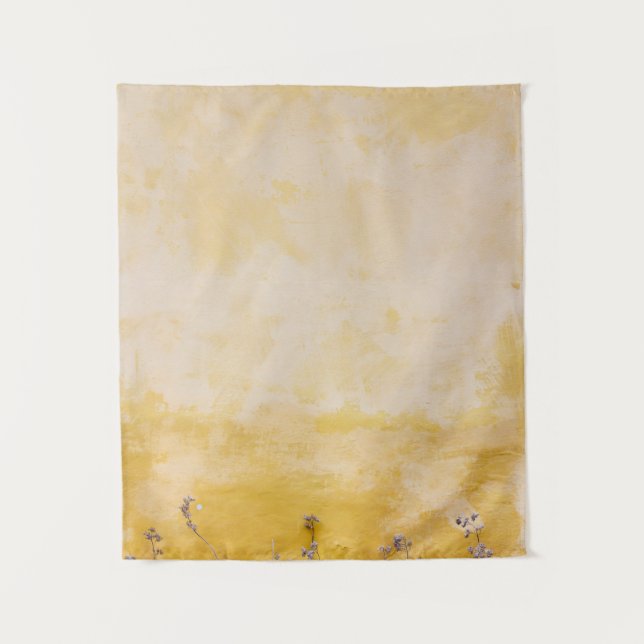 Flowers beside yellow wall tapestry (Front)