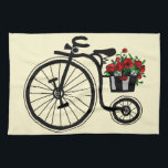 Flowers Bicycle Kitchen Towel<br><div class="desc">Vintage Bicycle With Flowers For Her Kitchen Towels MIGNED Painting - Custom Colors - Text</div>