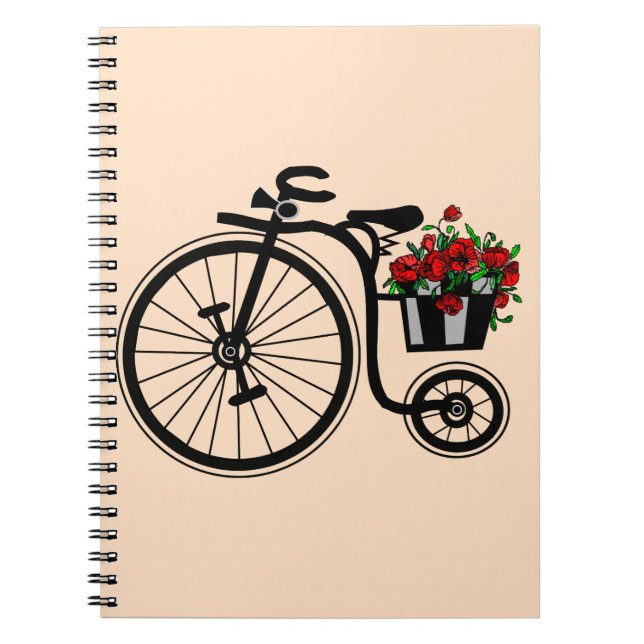Flowers Bike Notebook - Your Color - Text (Front)