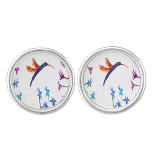Flowers Bird Art Hummingbird Cufflinks