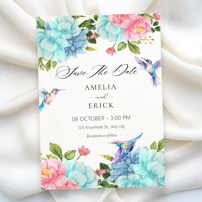 Flowers bird wedding save the date (Creator Uploaded)